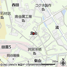 愛知県西尾市法光寺町（北山）周辺の地図