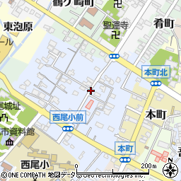 愛知県西尾市錦城町周辺の地図