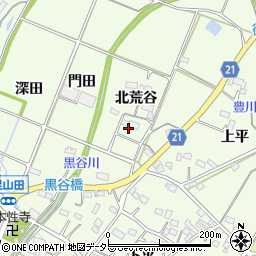 愛知県豊川市足山田町北荒谷周辺の地図