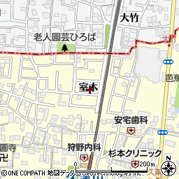 京都府城陽市平川室木周辺の地図