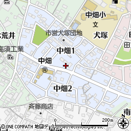 愛知県西尾市中畑周辺の地図