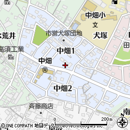 愛知県西尾市中畑周辺の地図