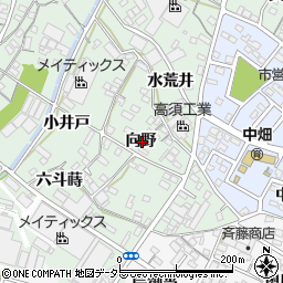愛知県西尾市中畑町向野周辺の地図