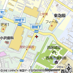 有限会社中村石材店　西尾店周辺の地図