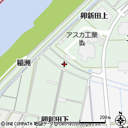 愛知県西尾市中畑町（卯新田中）周辺の地図
