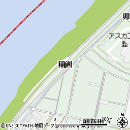 愛知県西尾市中畑町（稲洲）周辺の地図