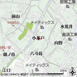 愛知県西尾市中畑町小井戸周辺の地図