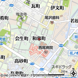 愛知県西尾市和泉町周辺の地図