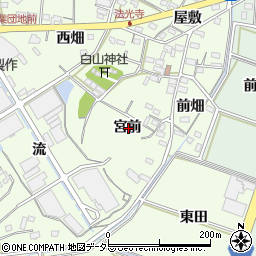 愛知県西尾市法光寺町宮前周辺の地図