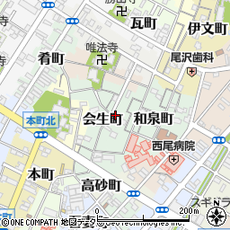 愛知県西尾市会生町28周辺の地図