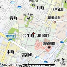 愛知県西尾市会生町25周辺の地図