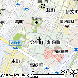 愛知県西尾市会生町22周辺の地図
