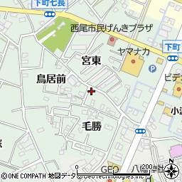 愛知県西尾市下町毛勝28-4周辺の地図