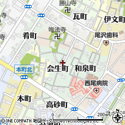 愛知県西尾市会生町23周辺の地図