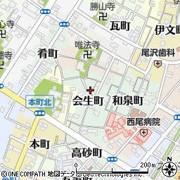 愛知県西尾市会生町21周辺の地図