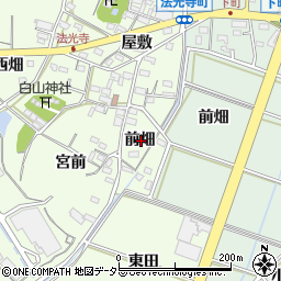 愛知県西尾市法光寺町前畑周辺の地図