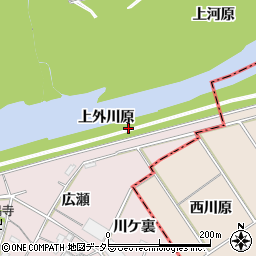 愛知県豊川市江島町上外川原周辺の地図