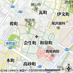 愛知県西尾市会生町14周辺の地図