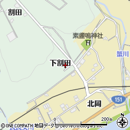 愛知県豊川市上長山町下割田周辺の地図