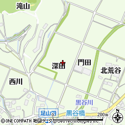 愛知県豊川市足山田町深田周辺の地図
