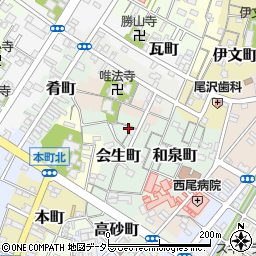 愛知県西尾市会生町17周辺の地図