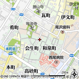 愛知県西尾市会生町13周辺の地図