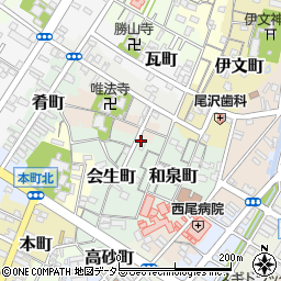 愛知県西尾市会生町12周辺の地図
