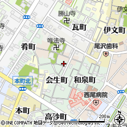 愛知県西尾市会生町10周辺の地図