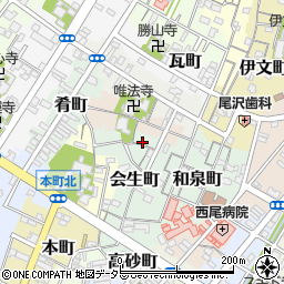 愛知県西尾市会生町8周辺の地図