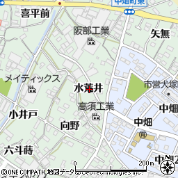 愛知県西尾市中畑町水荒井周辺の地図