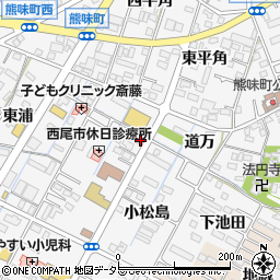 愛知県西尾市熊味町小松島25-1周辺の地図