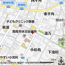愛知県西尾市熊味町小松島25周辺の地図
