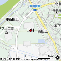 愛知県西尾市中畑町（二割）周辺の地図