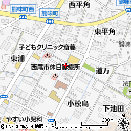 愛知県西尾市熊味町小松島23周辺の地図