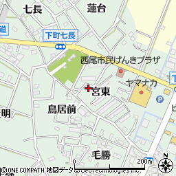 愛知県西尾市下町宮東27周辺の地図