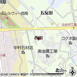 愛知県西尾市法光寺町西田周辺の地図