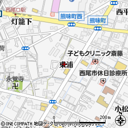 愛知県西尾市寄住町東浦周辺の地図