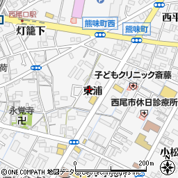 愛知県西尾市寄住町（東浦）周辺の地図