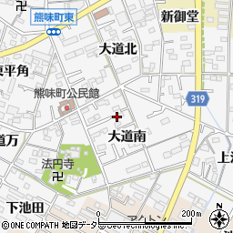 愛知県西尾市熊味町大道南周辺の地図