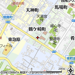 愛知県西尾市鶴ケ崎町周辺の地図