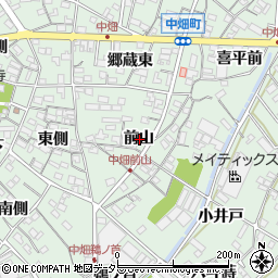 愛知県西尾市中畑町前山周辺の地図