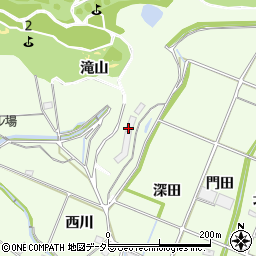 愛知県豊川市足山田町（滝山）周辺の地図