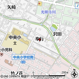 愛知県額田郡幸田町菱池奉行周辺の地図