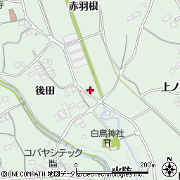 愛知県豊川市上長山町赤羽根周辺の地図