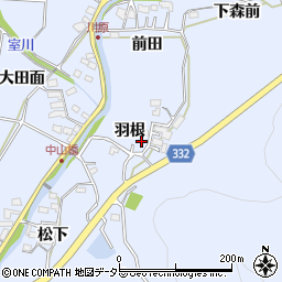 愛知県豊川市萩町羽根周辺の地図