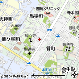 愛知県西尾市中町周辺の地図