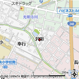 愛知県額田郡幸田町菱池沢田周辺の地図