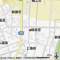 愛知県西尾市熊味町珠弥堂周辺の地図