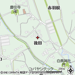 愛知県豊川市上長山町後田56周辺の地図