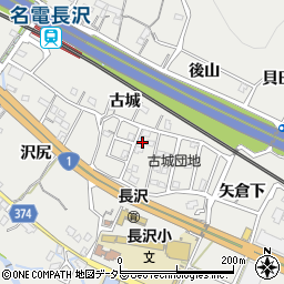 愛知県豊川市長沢町古城1周辺の地図